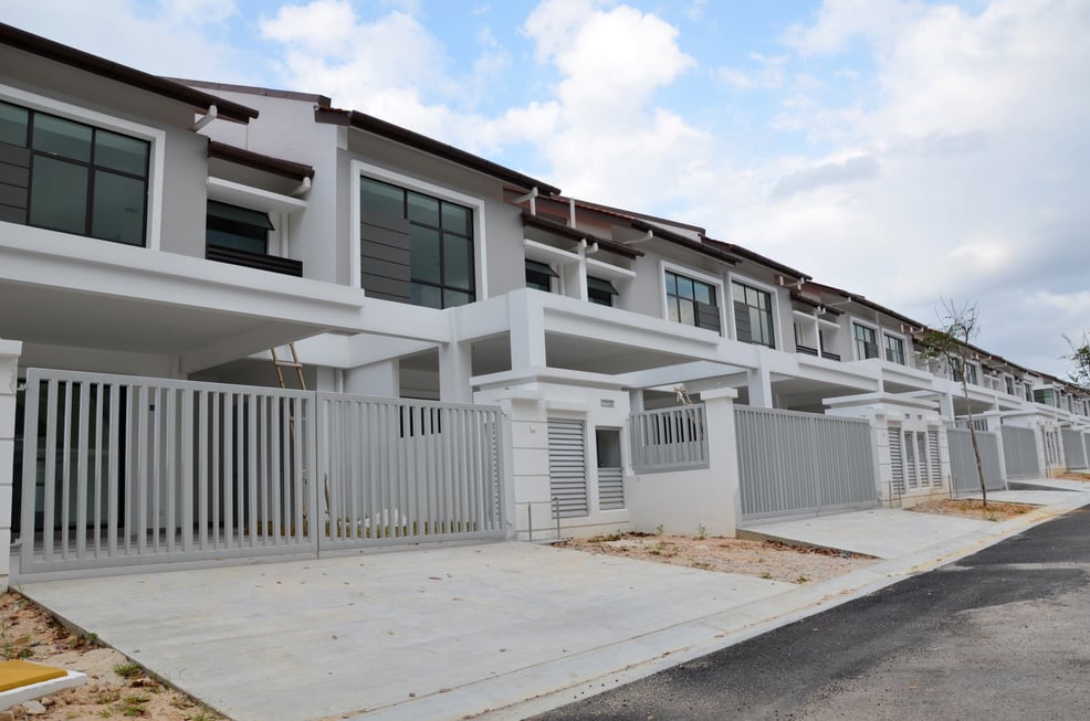 Terrace house under the blue skies